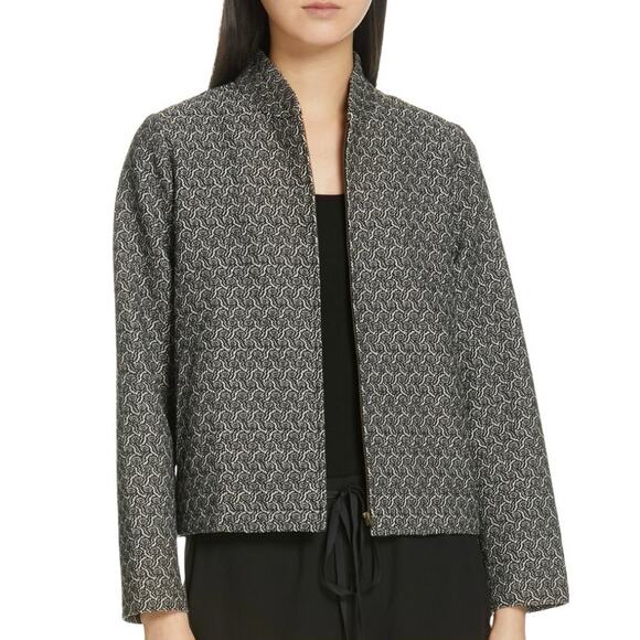 Eileen Fisher size M Recycled Cotton Blend Jacquard Flight Blazer Jacket - Picture 1 of 12